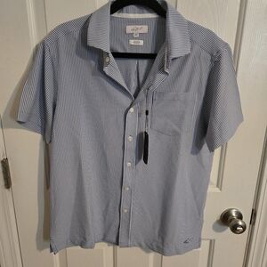 Greg Norman Collection Blue and White Striped Button Down Shirt